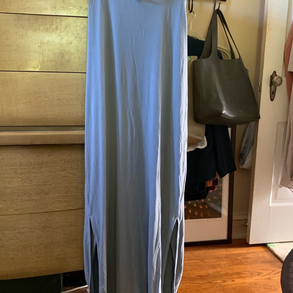 Cuyana drapeback blue maxi dress